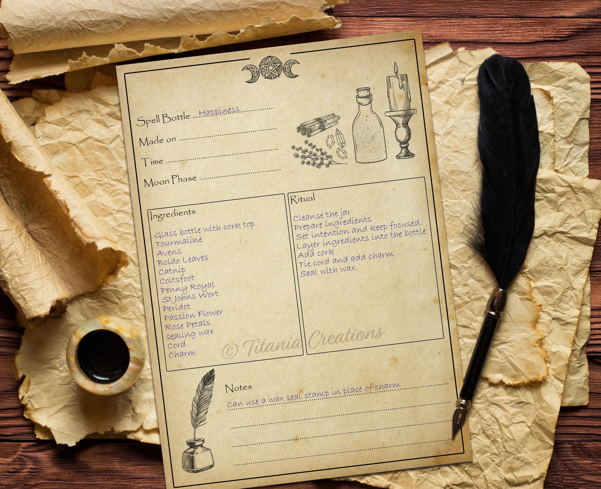 Spell Bottle Template Printable Pages