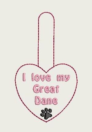 I Love My Great Dane Key Fob 4X4 Db Fobs