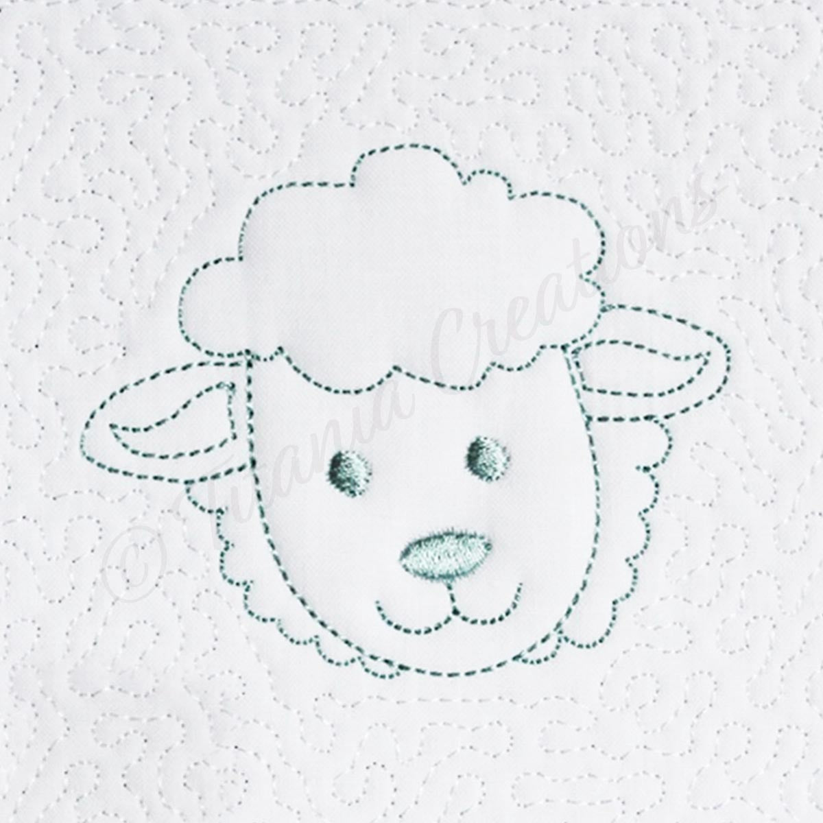Trapunto Sheep Quilt Block  4x4