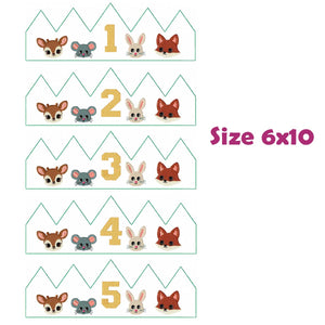 ITH Woodland Animals Birthday Crown 5x7 6x10