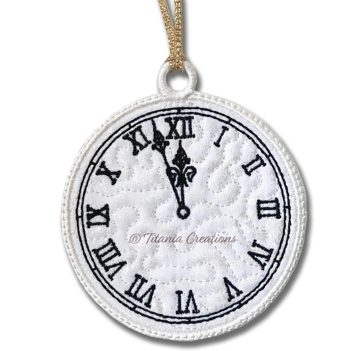 ITH New Year Clock Ornament 4x4