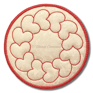 ITH Quilted Heart Coaster Six Sizes Included