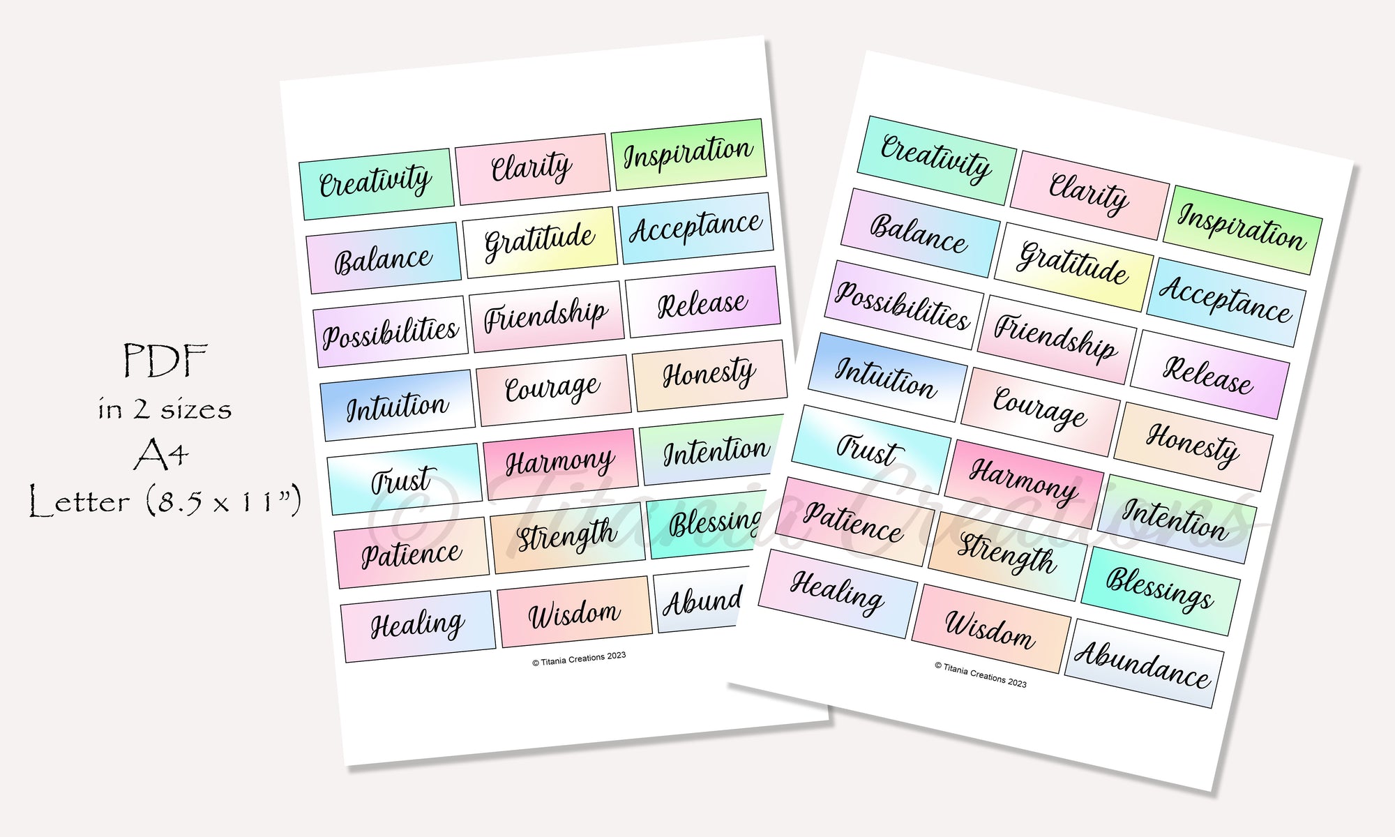 Daily One Word Focus Cards Printable Pages