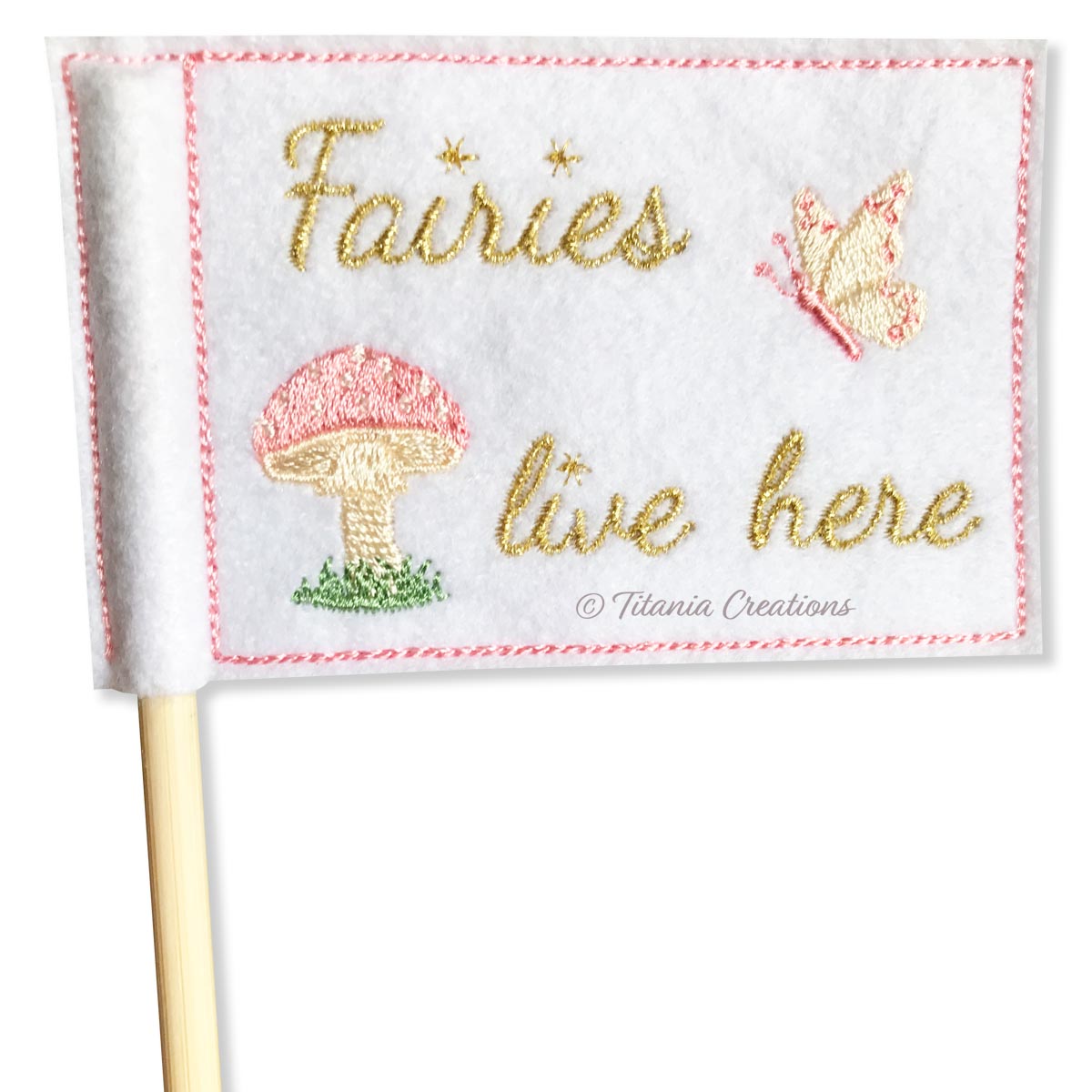ITH Fairies Live Here Flag 4x4 5x7