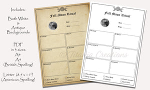 Full Moon Ritual Template Printable Pages