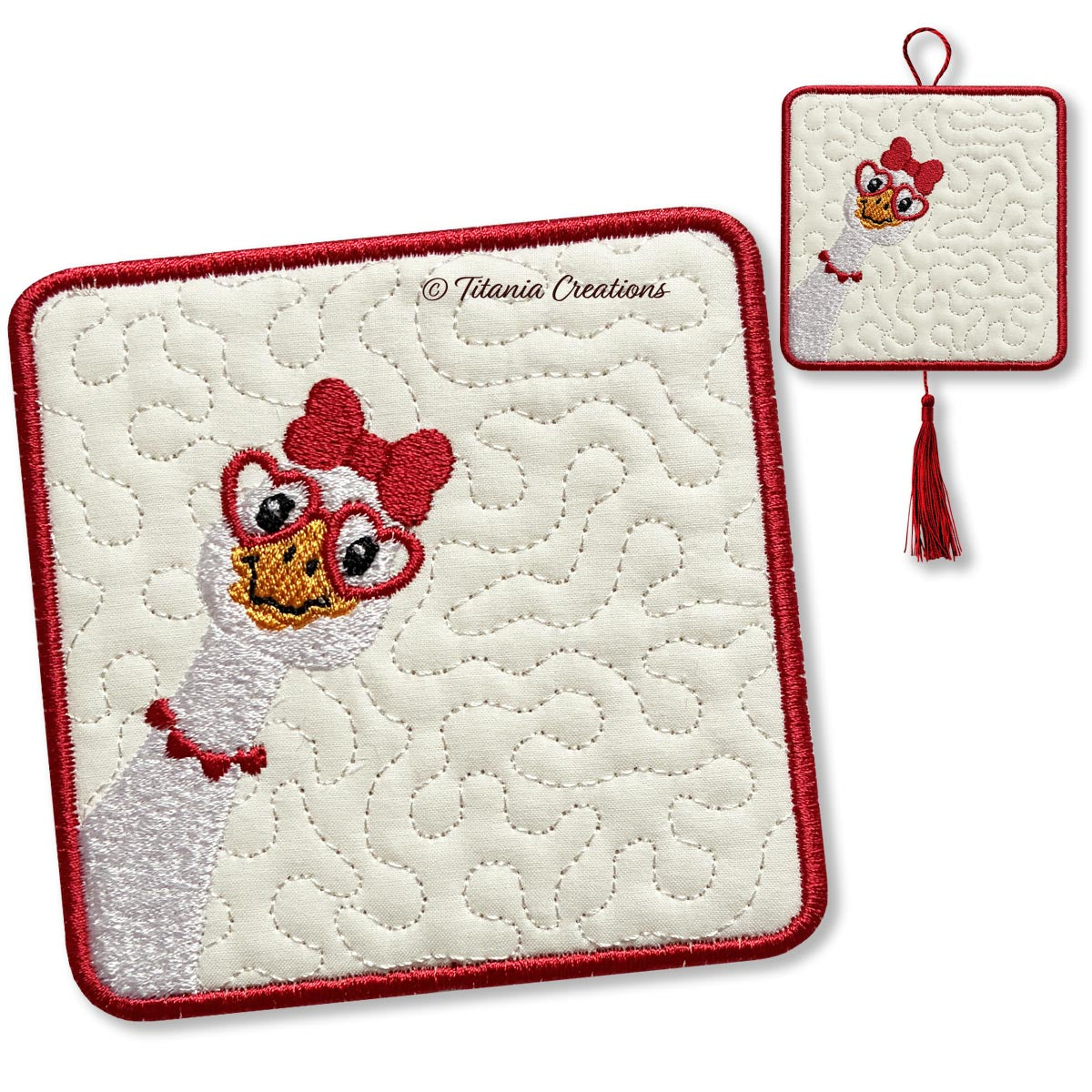 ITH Silly Goose Valentine 01 Coaster 4x4 5x5