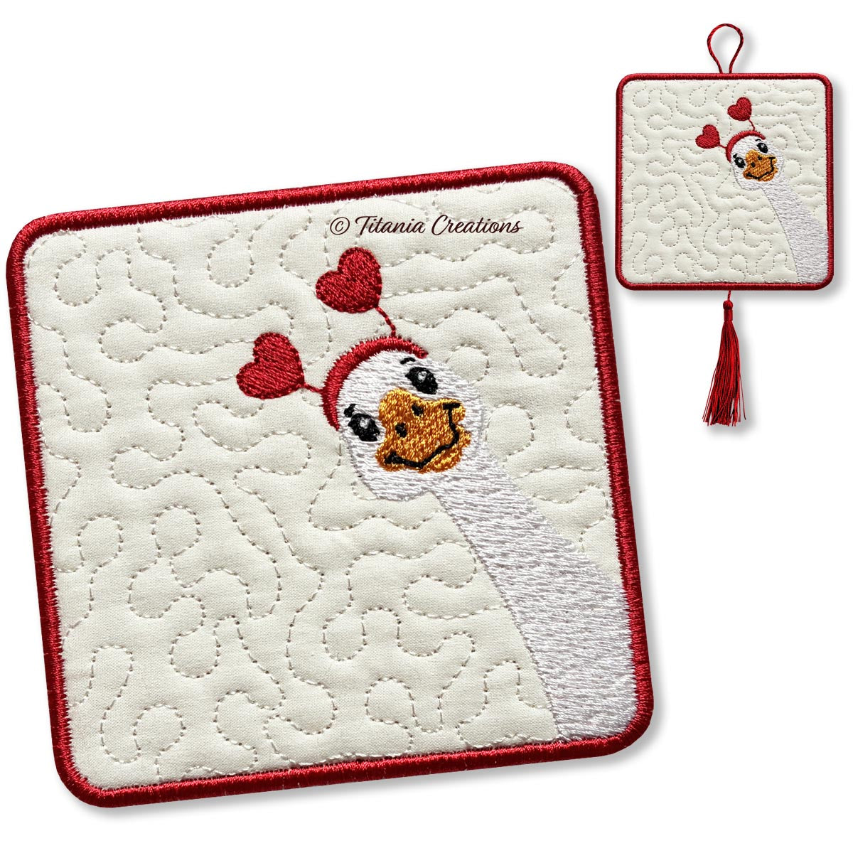 ITH Silly Goose Valentine 02 Coaster 4x4 5x5