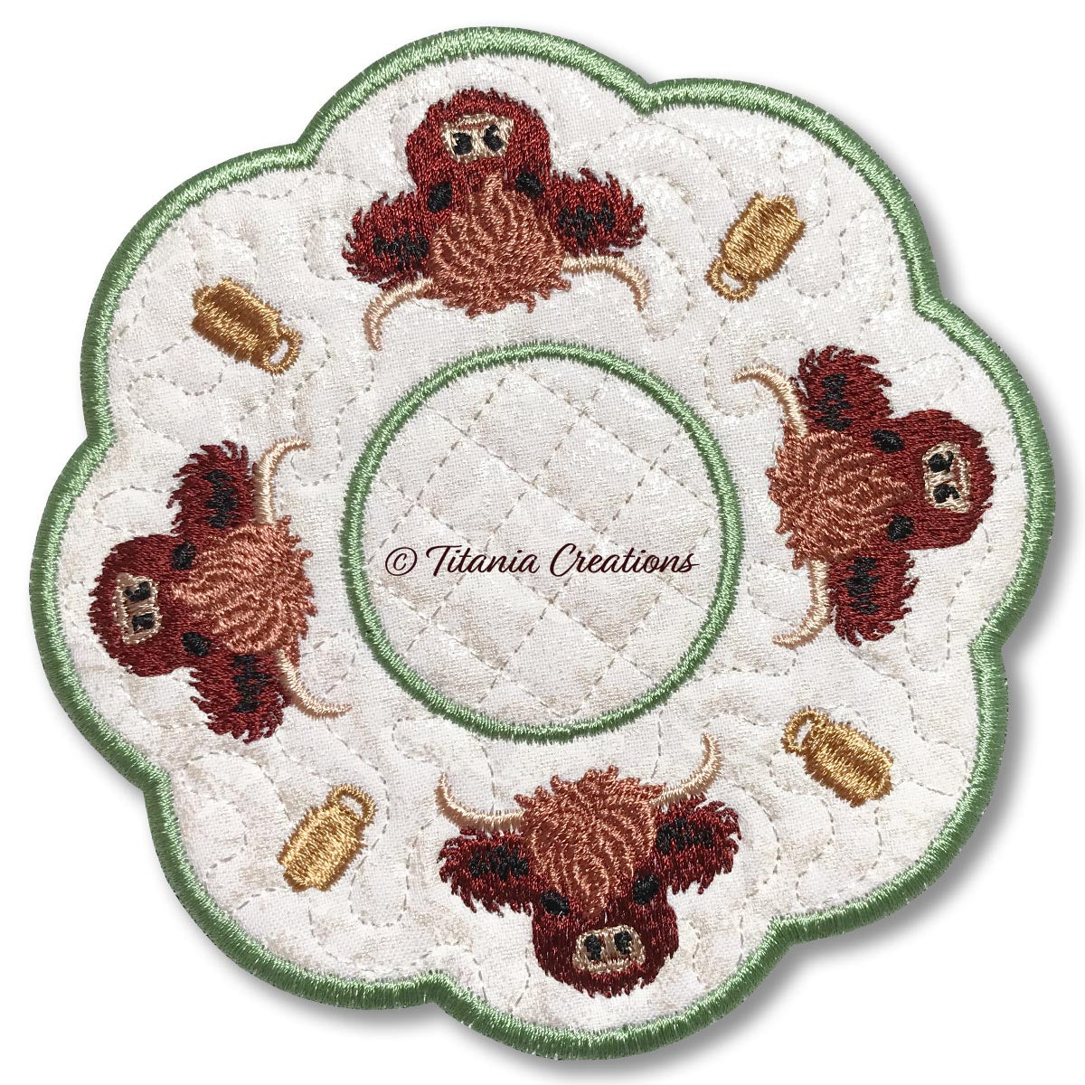 ITH Highland Cow Candle Mat 5x5 6x6 7x7 8x8