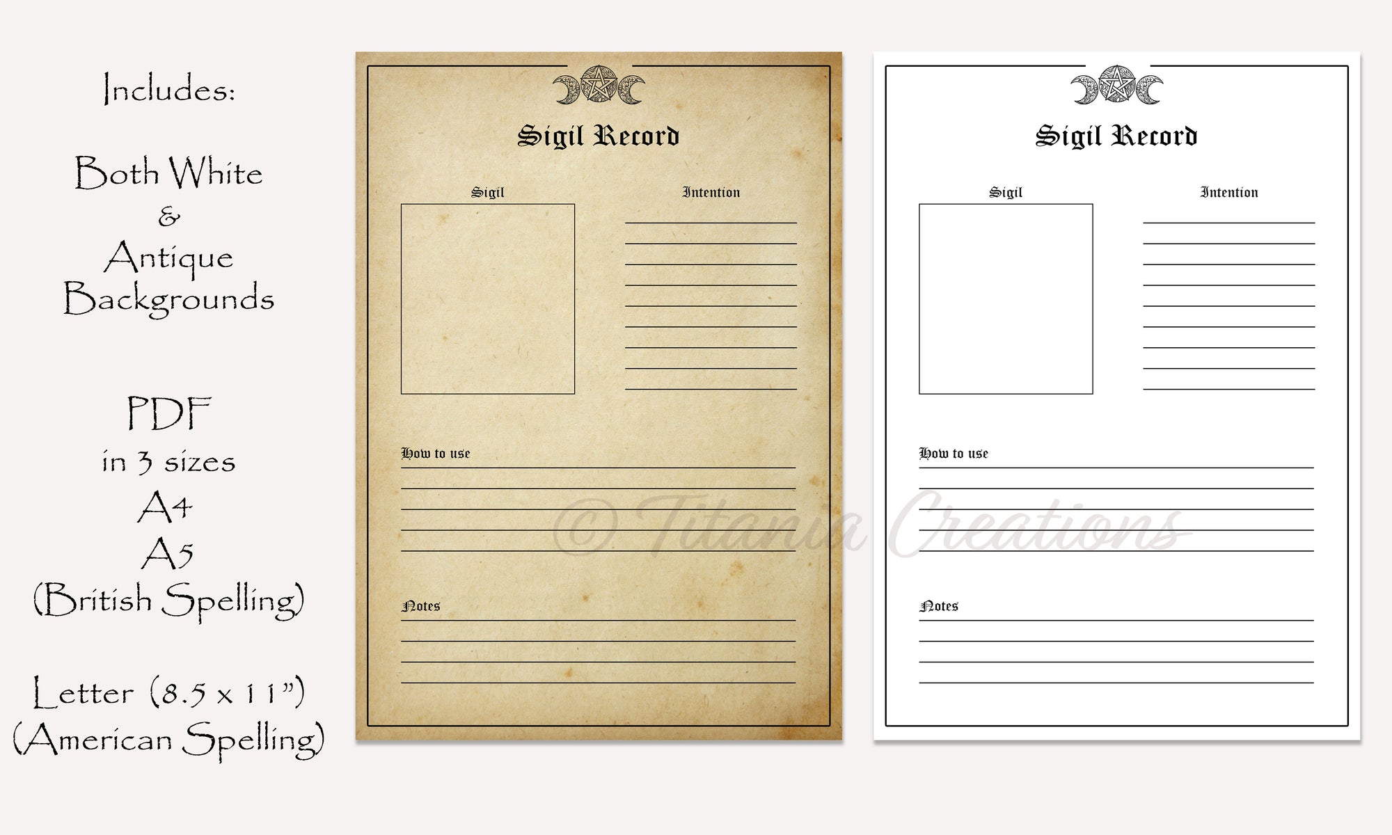Sigil Magic Printable Pages