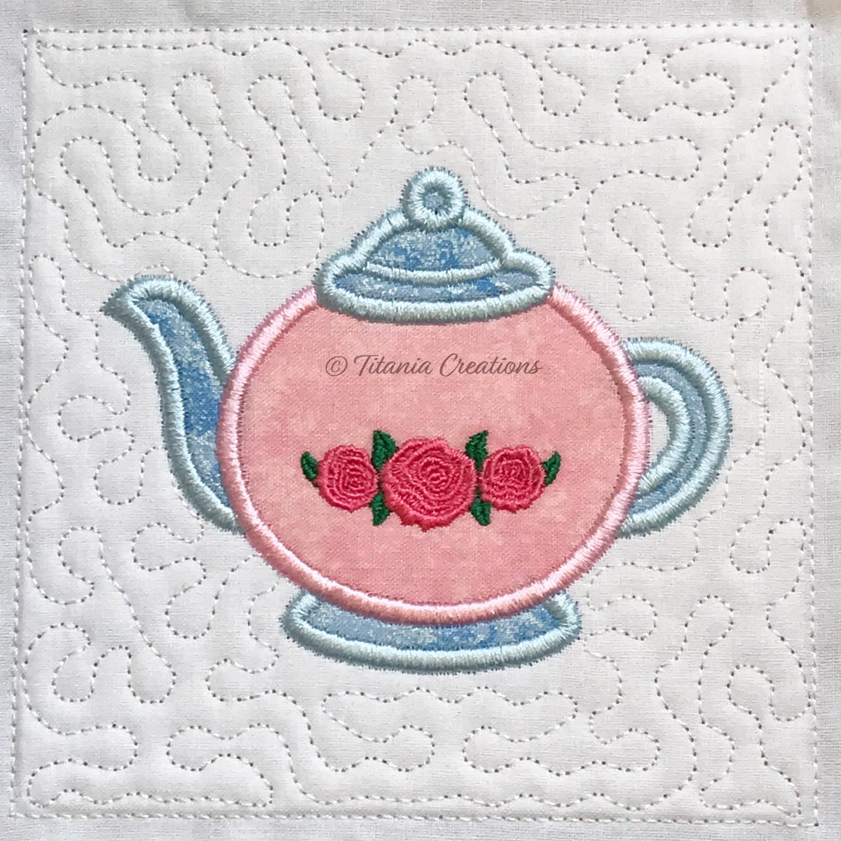 ITH Teapot Quilt Block 5x5 6x6 7x7 8x8 9x9