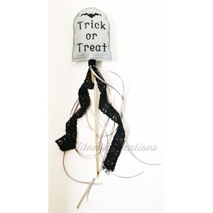 ITH Trick or Treat Tombstone Halloween Wand 4x4