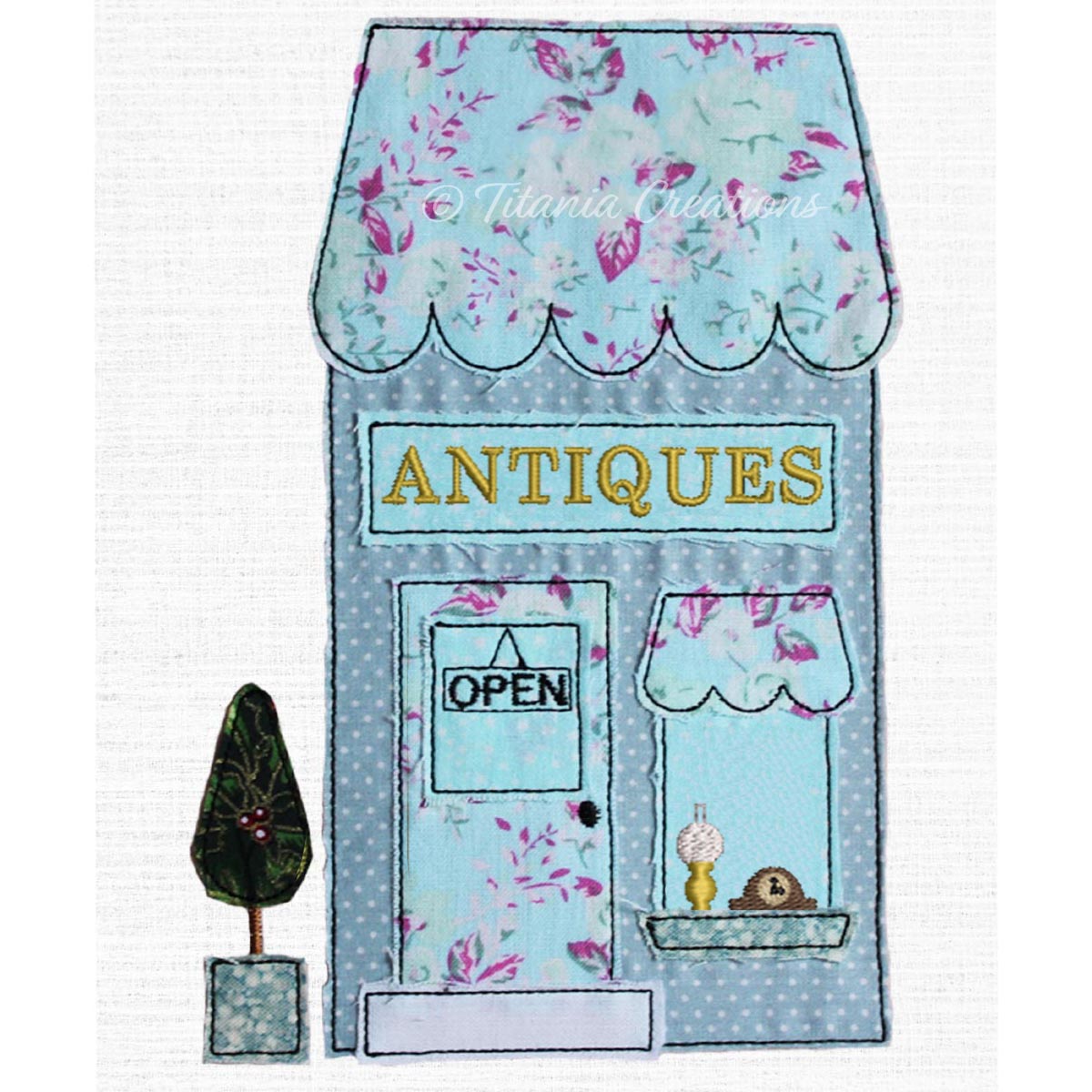 Raw Edge Applique Antique Shop 5x7 6x10 8x12