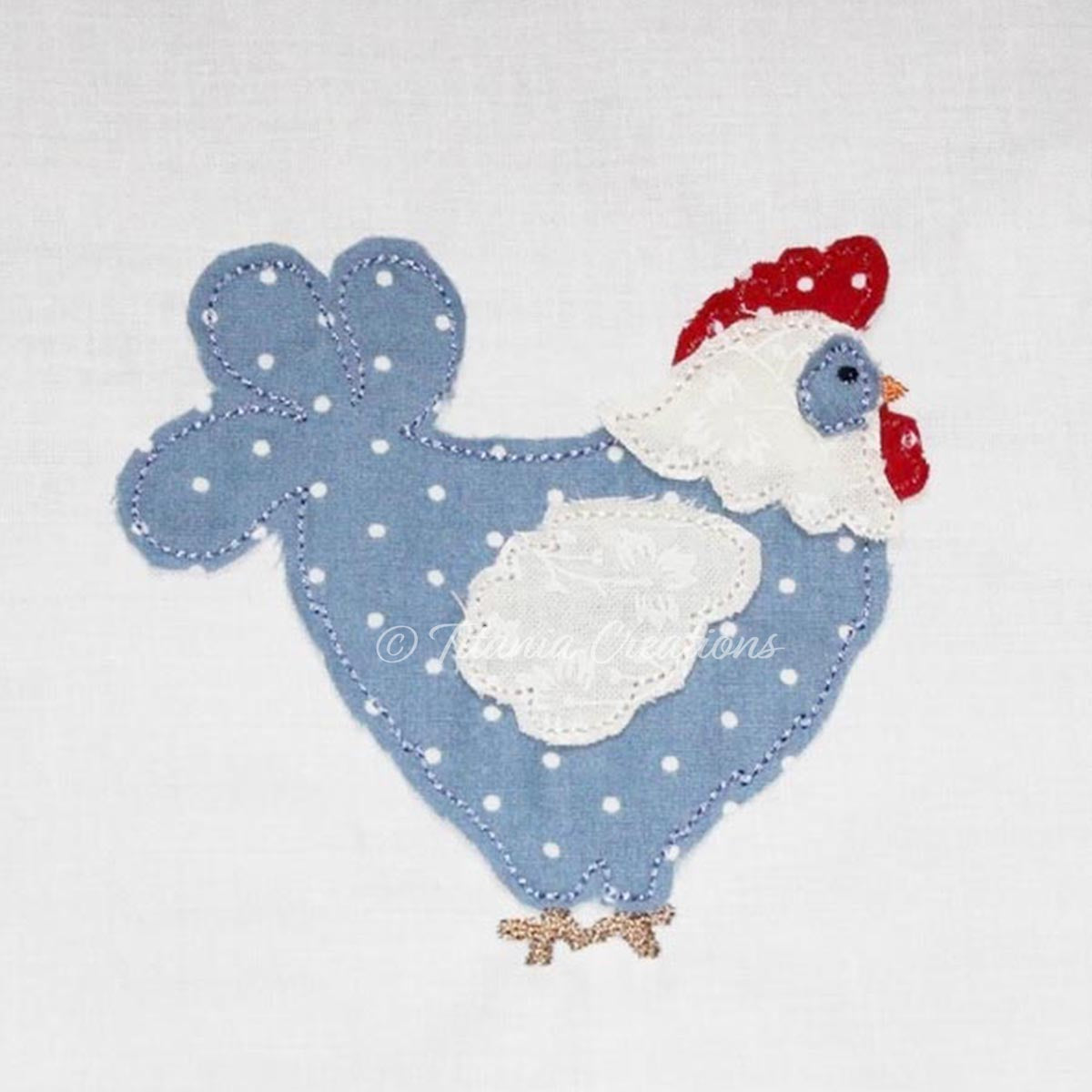 Raw Edge Appliqué Chook 4x4, 5x7, 6x10