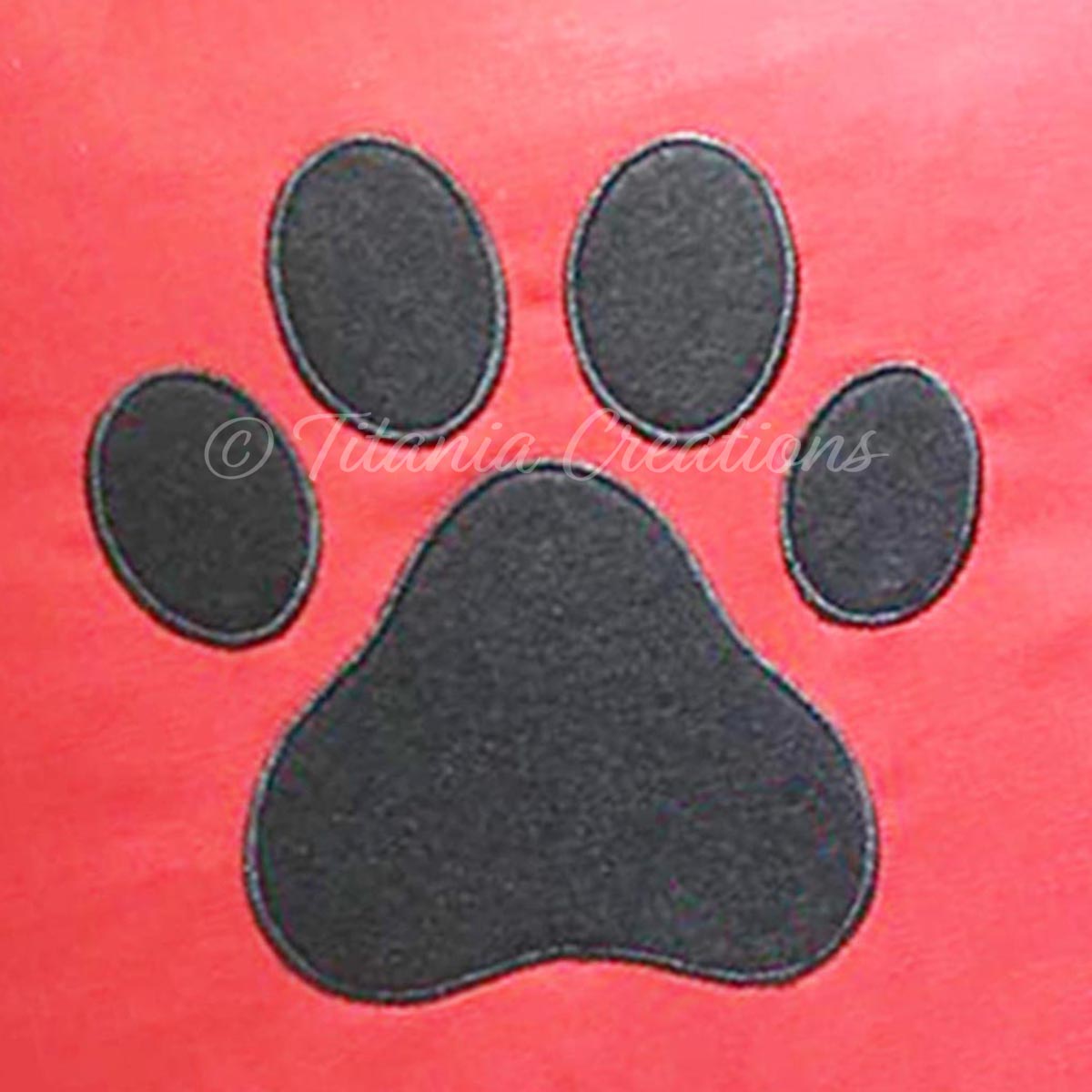 Applique Dog Paw Print 4x4 5x5 6x6 7x7 8x8