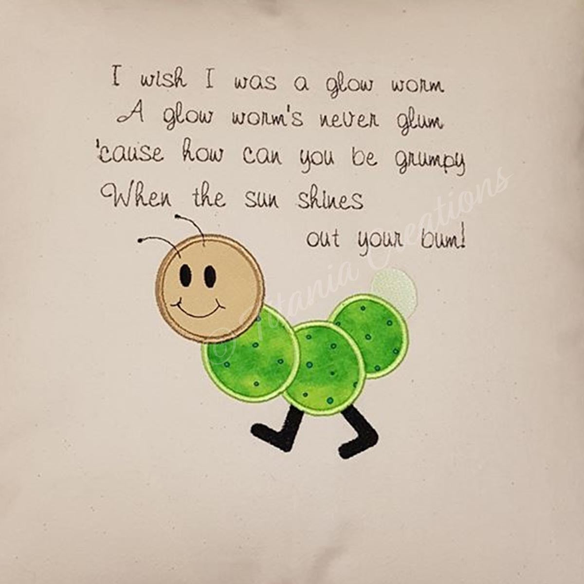 Applique Glow Worm 5x7