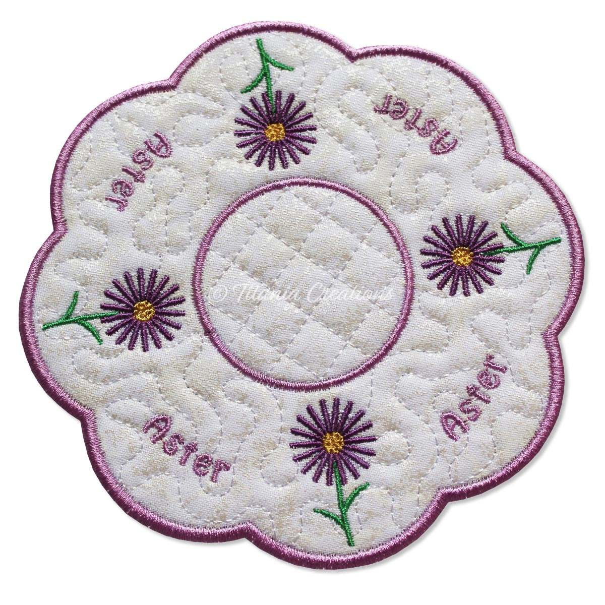 ITH Aster Flower for September Candle Mat 5x5 6x6 7x7 8x8