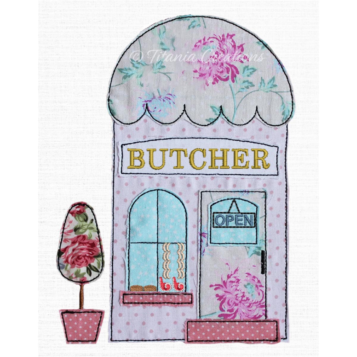 Raw Edge Applique Butcher Shop 5x7 6x10 8x12