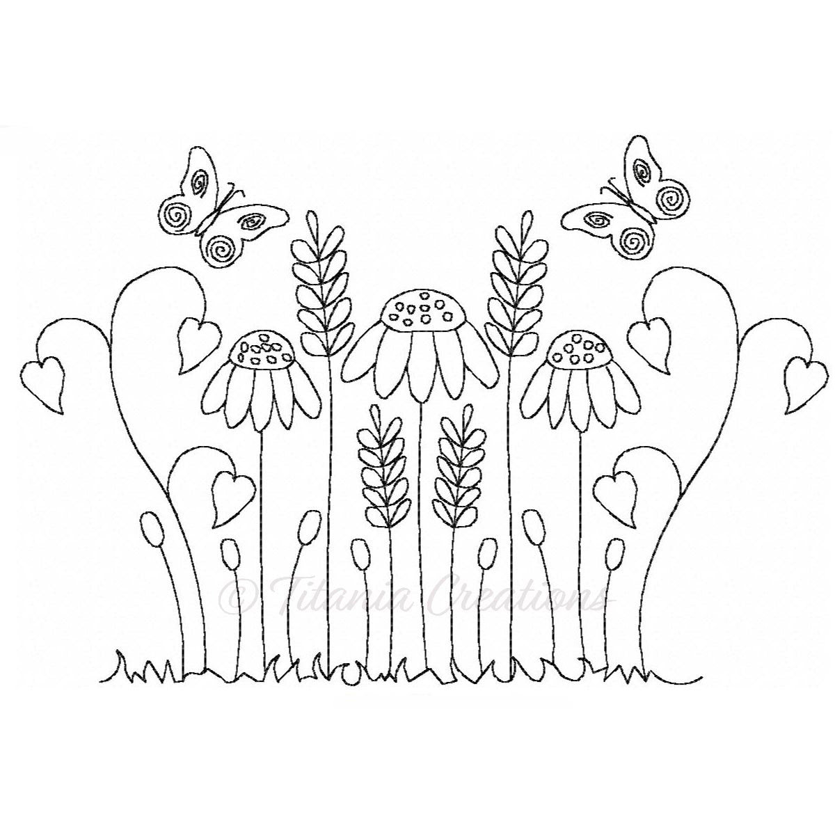 Linework Butterflies and Flowers Five Sizes Included