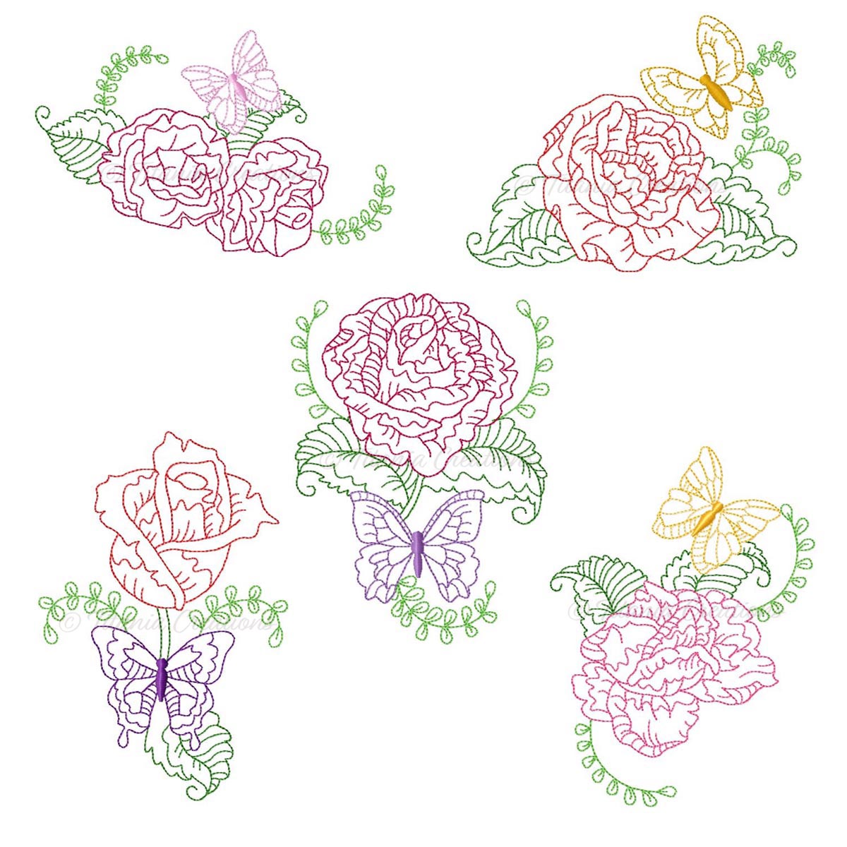 Roses and Butterflies Design Set 5x7