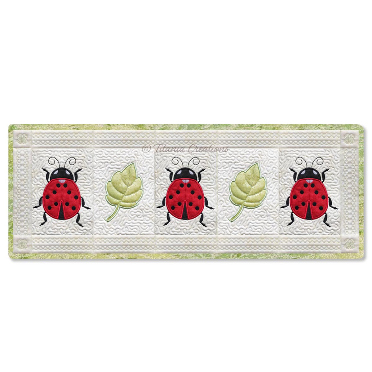 ITH  Applique Ladybird  / Ladybug Table Runner 5x7