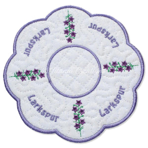 ITH Larkspur Flower for July Candle Mat 5x5 6x6 7x7 8x8
