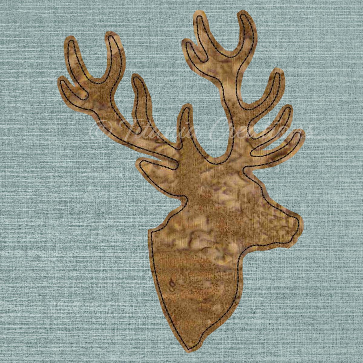 Raw Edge Applique Stag 4x4 5x7 6x10 8x12