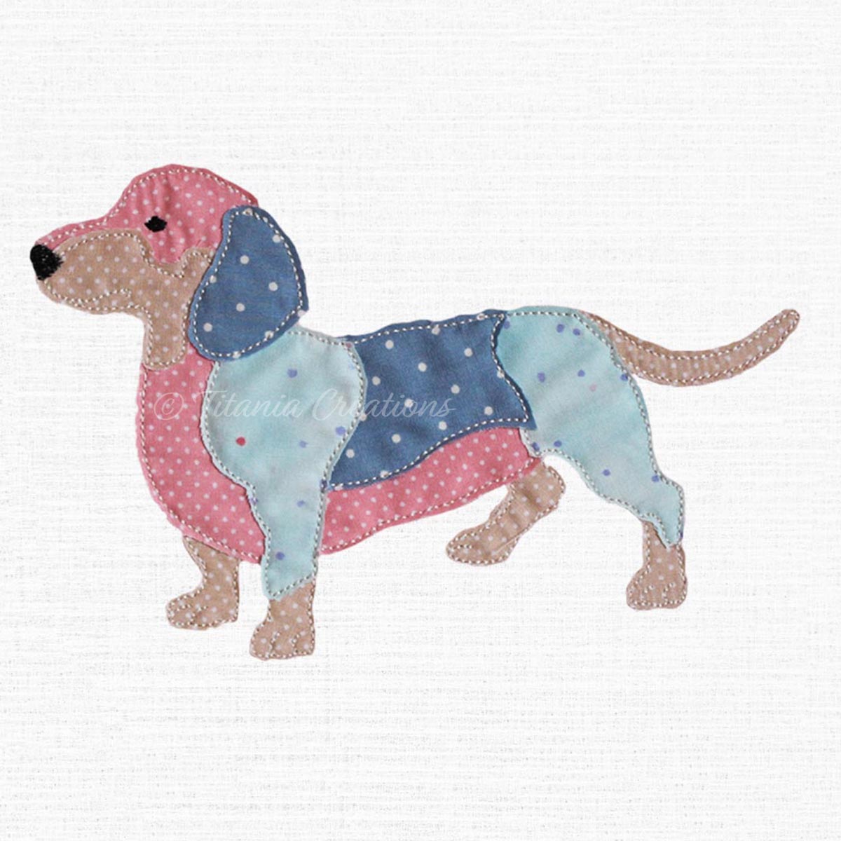 Raw Edge Applique Dachshund 5x7 6x10 8x12