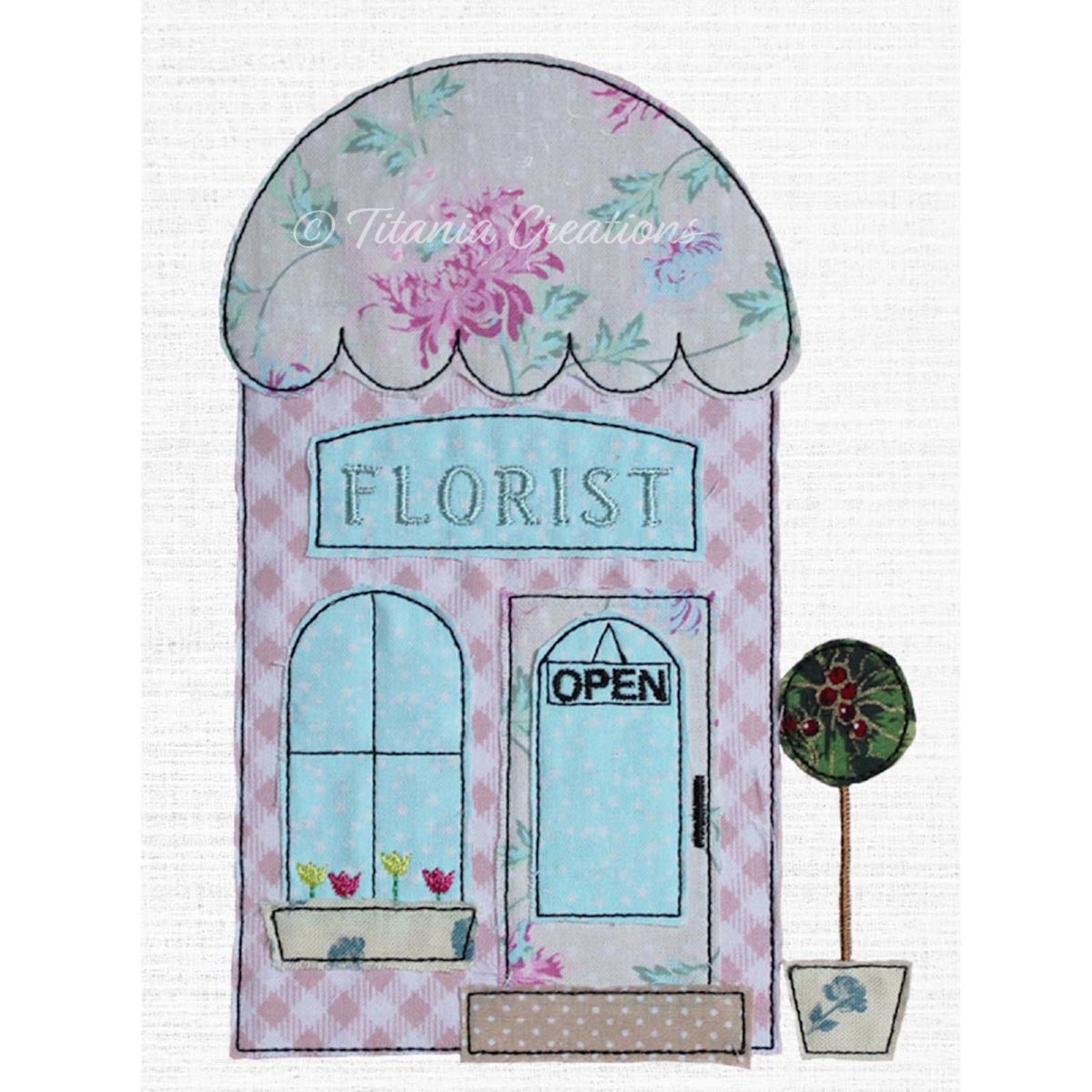 Raw Edge Applique Florist Shop 5x7 6x10 8x12