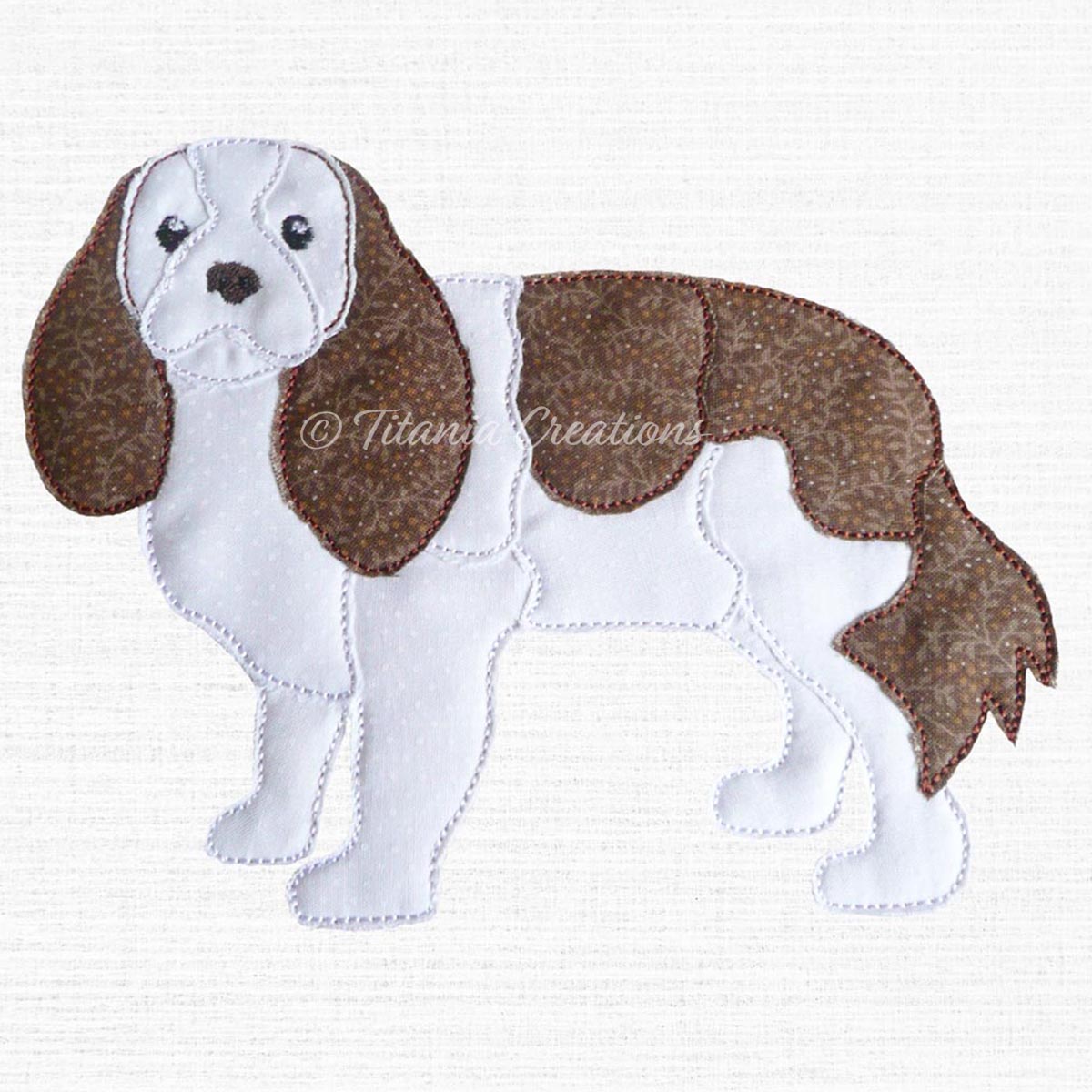 Raw Edge Applique King Charles Spaniel 5x7 6x10 8x12