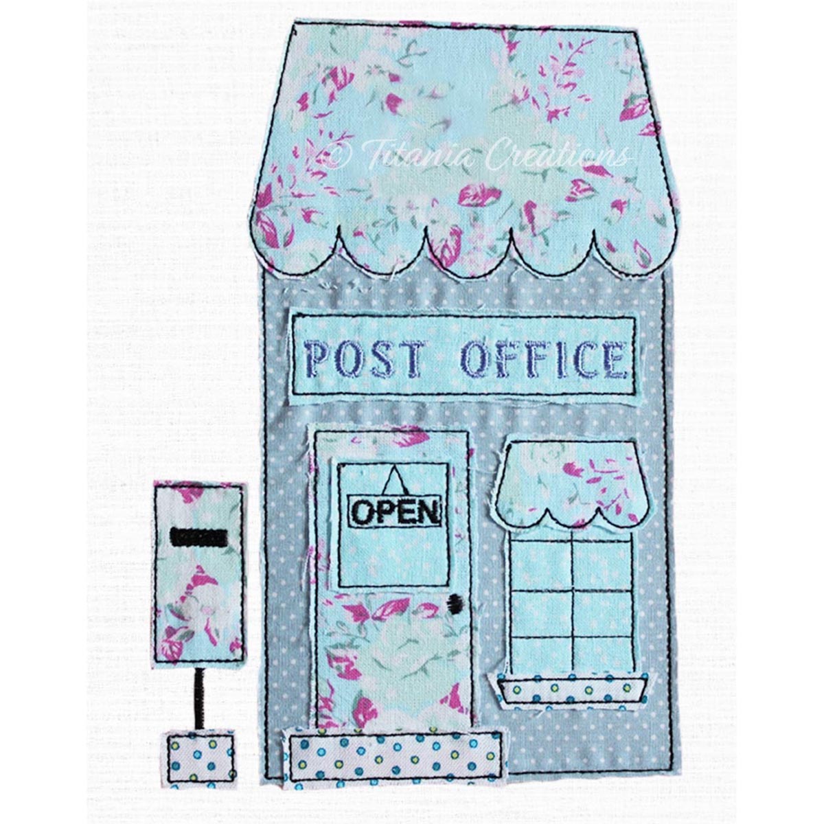 Raw Edge Applique Post Office 5x7 6x10 8x12