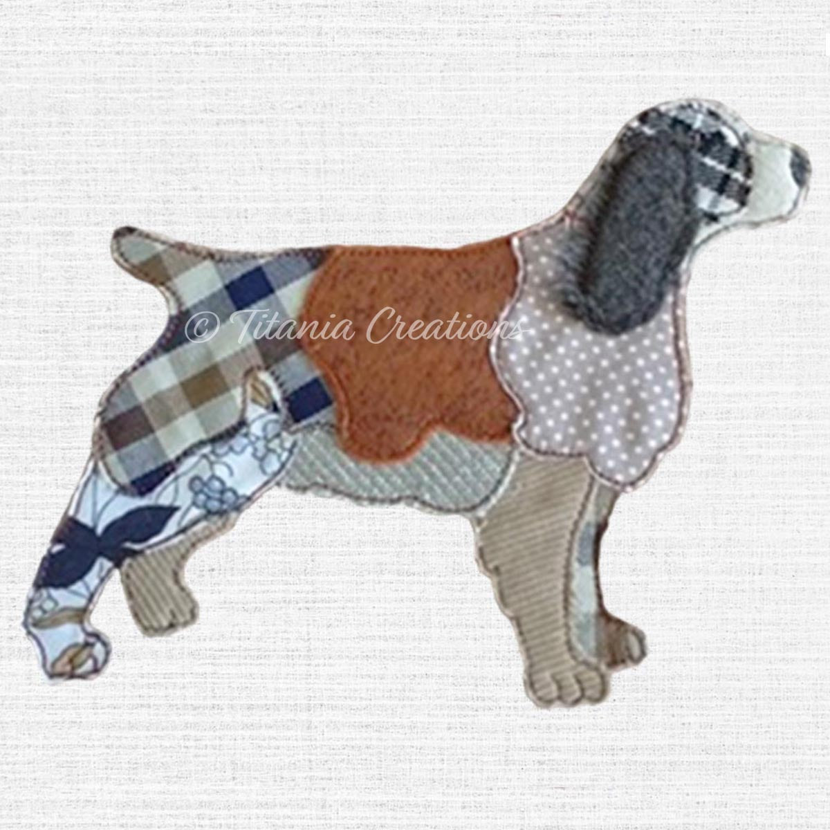 Raw Edge Applique Spaniel 5x7 6x10 8x12