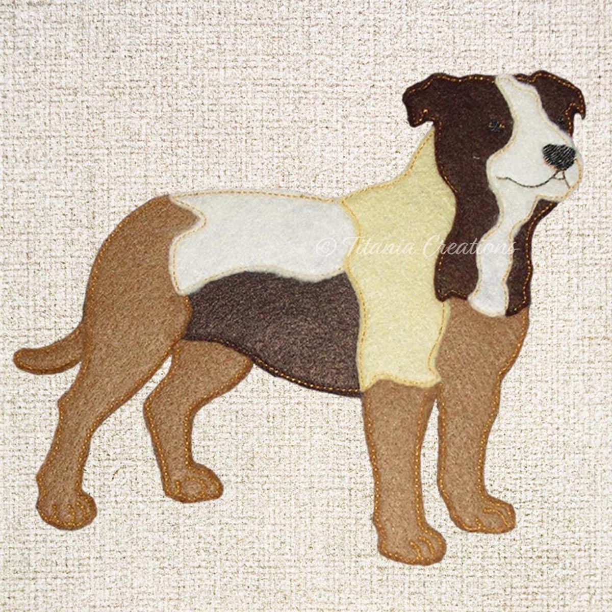 Raw Edge Applique Staffordshire Bull Terrier 5x7 6x10 8x12