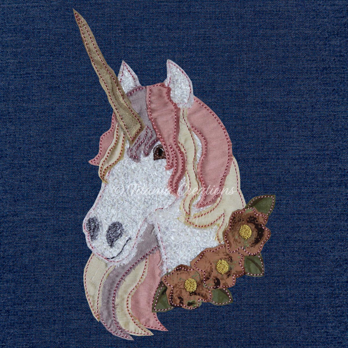 Raw Edge Applique Unicorn 5x7 6x10 8x12