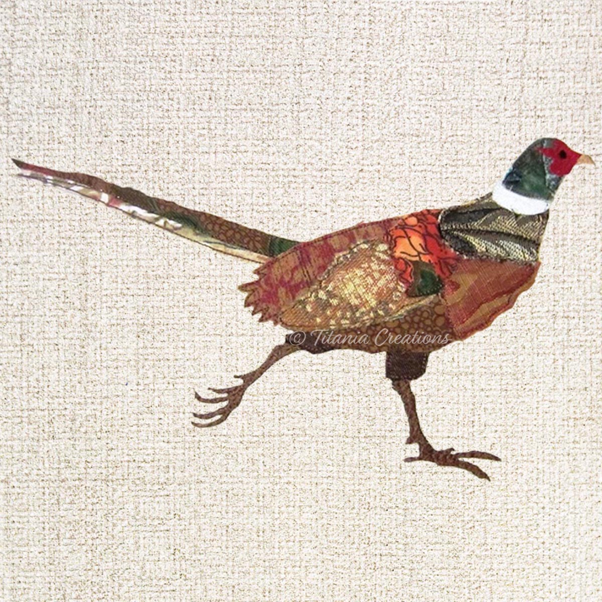 Raw Edge Applique Pheasant 5x7 6x10 8x12