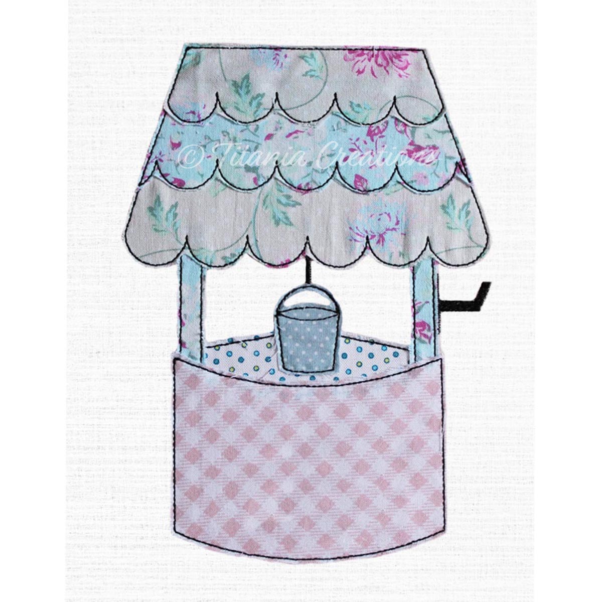 Raw Edge Applique Wishing Well 5x7 6x10 8x12