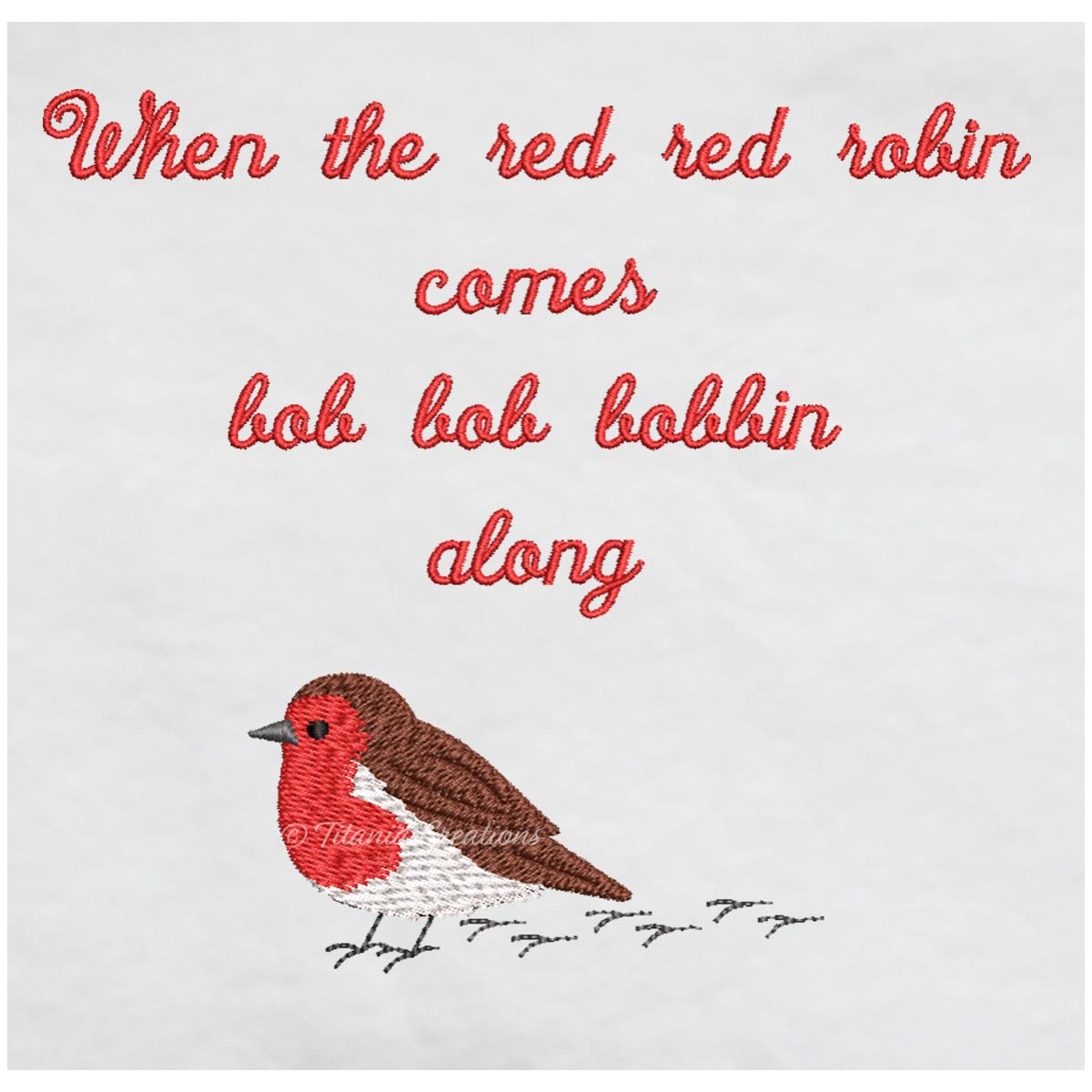Red Red Robin Bobbin Along 4x4 5x7