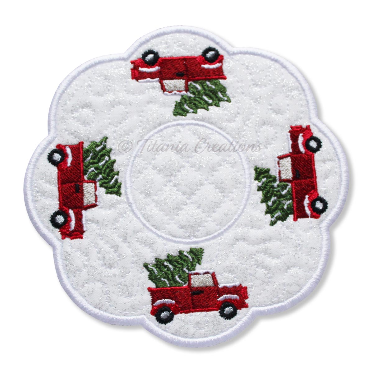 ITH Red Truck Candle Mat 5x5 6x6 7x7 8x8