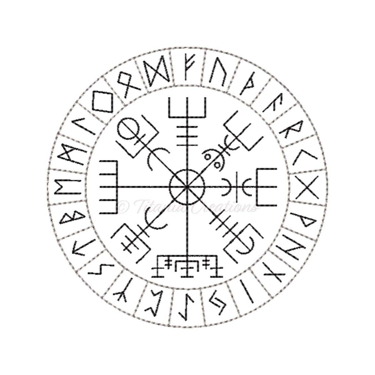 Elder Futhark Rune Vegvisir Circle 4x4 5x7