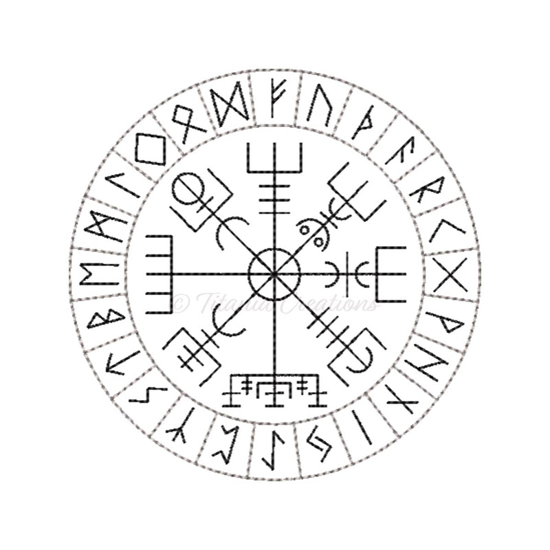 Elder Futhark Rune Vegvisir Circle 4x4 5x7 - Titania Creations