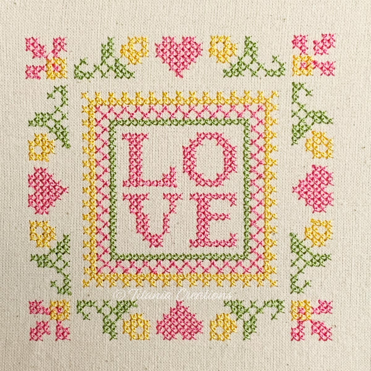 Cross Stitch Love Sampler 4x4