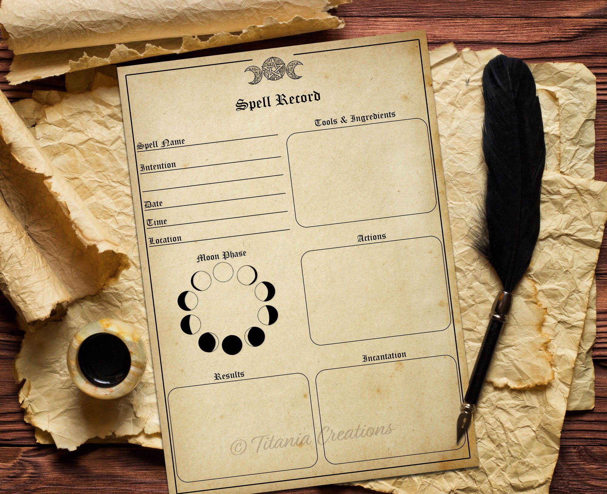 Spell Record Template Printable Pages
