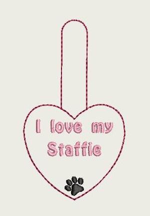 I Love My Staffie Key Fob 4X4 Db Fobs