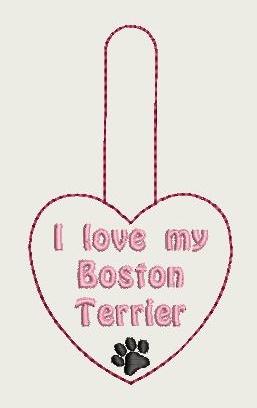 I Love My Boston Terrier Key Fob 4X4 Db Fobs