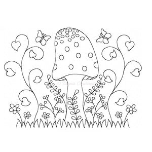 Linework Toadstool Scene. Five Sizes Included