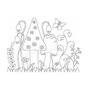 Linework Fantasy Toadstools Five Sizes Included