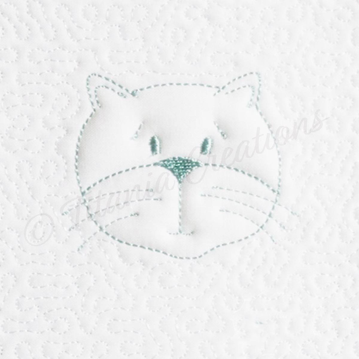 Trapunto Cat Quilt Block 6x6