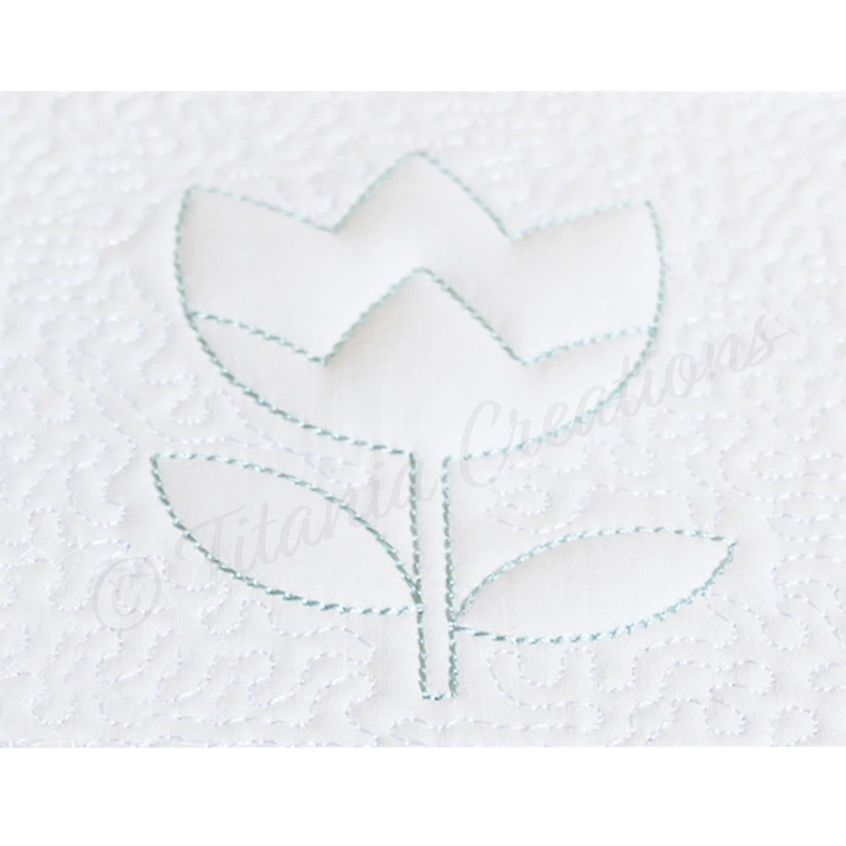 Trapunto Flower Quilt Block 8x8