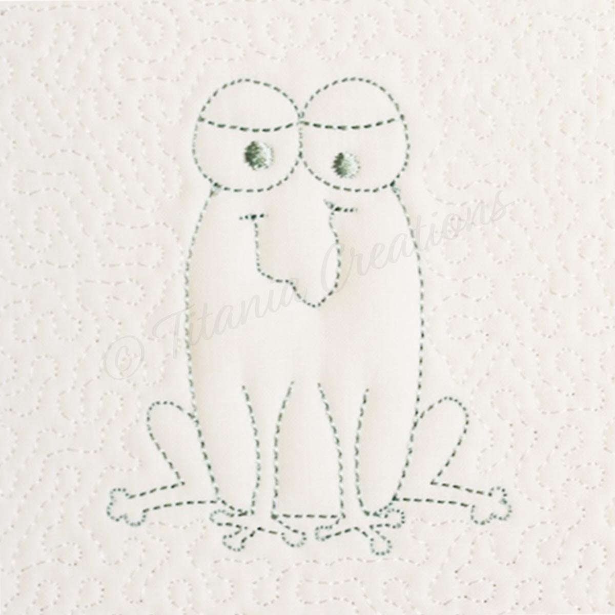 Trapunto Frog Quilt Block 8x8