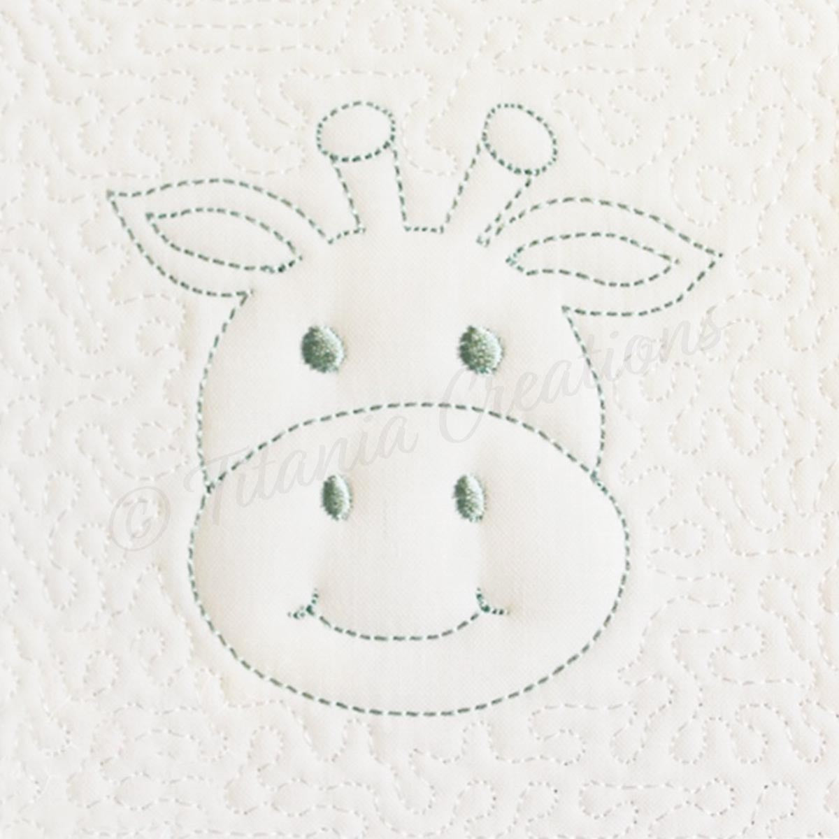 Trapunto Giraffe Quilt Block 5x5