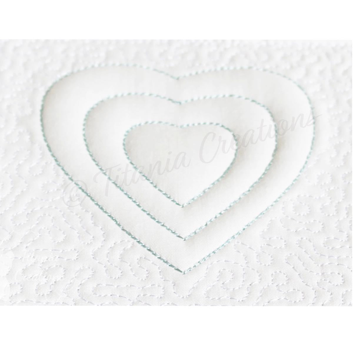 Trapunto Heart Quilt Block 5x5
